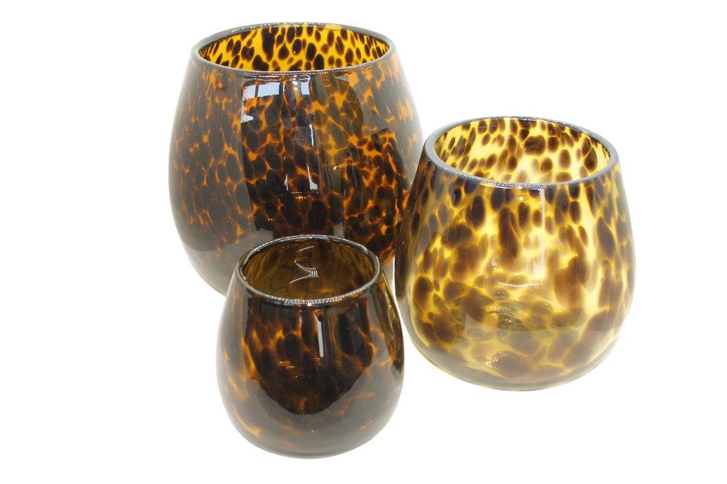 Bauchige Vase - Leopard Braun